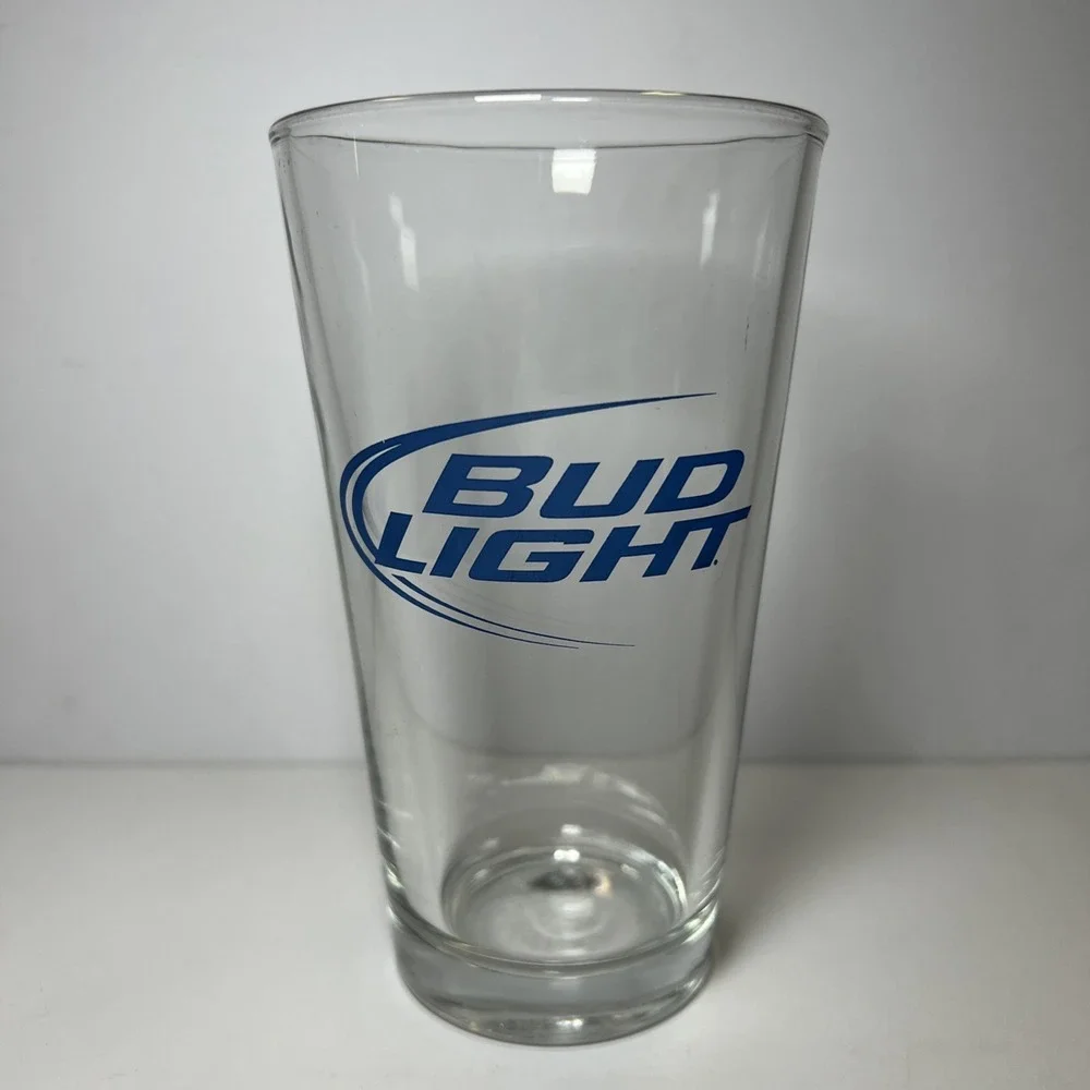 Vintage Bud Light Clear Pint Beer Bar Glass 14 Oz Budweiser Barware